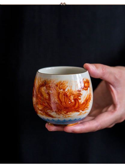 High-quality  Dragon and Phoenix Master Cup Kung Fu Tea Set Large tea cup Personal Use Gift For Festival