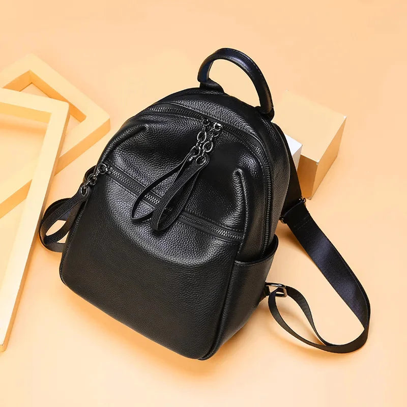 High-quality Elegant 2024 Korean Fashion New Large-capacity College Wind Leather Leisure Travel Backpack