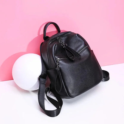 High-quality Elegant 2024 Korean Fashion New Large-capacity College Wind Leather Leisure Travel Backpack
