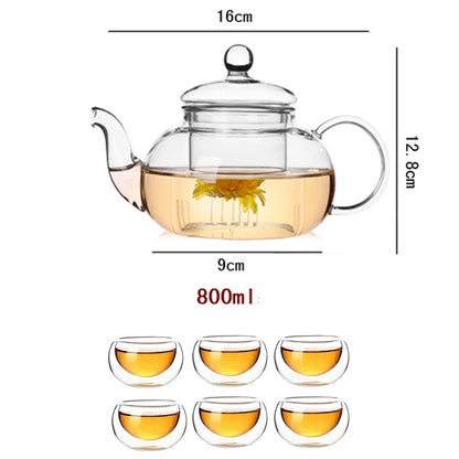 High quality Heat Resistant Glass Tea Pot,Practical Bottle Flower Tea Cup Glass Teapot with Infuser Tea Leaf Herbal Coffee