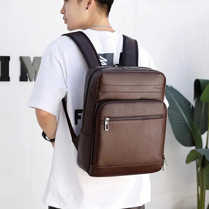 High-quality Multifunctional Men Backpack PU Leather Backbag Luxury Waterproof Portable Travel Bag For Male