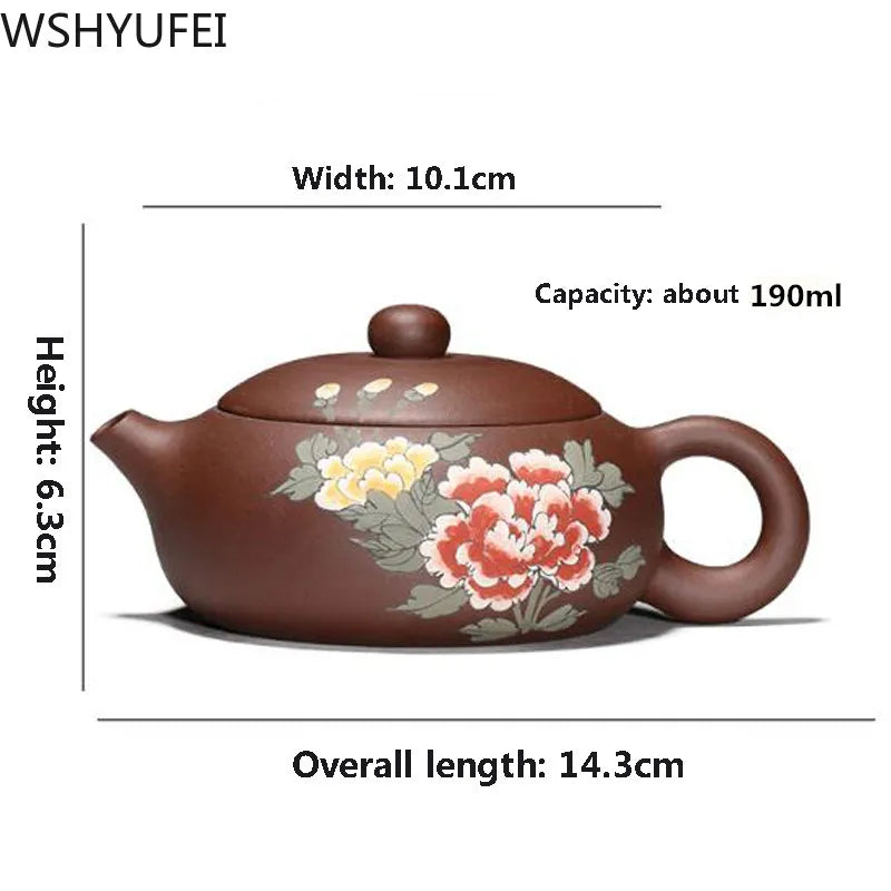 High quality Tea set tea set teapot handmade purple sand tea set Original ore flat Xi Shi190cc purple sand art tea set