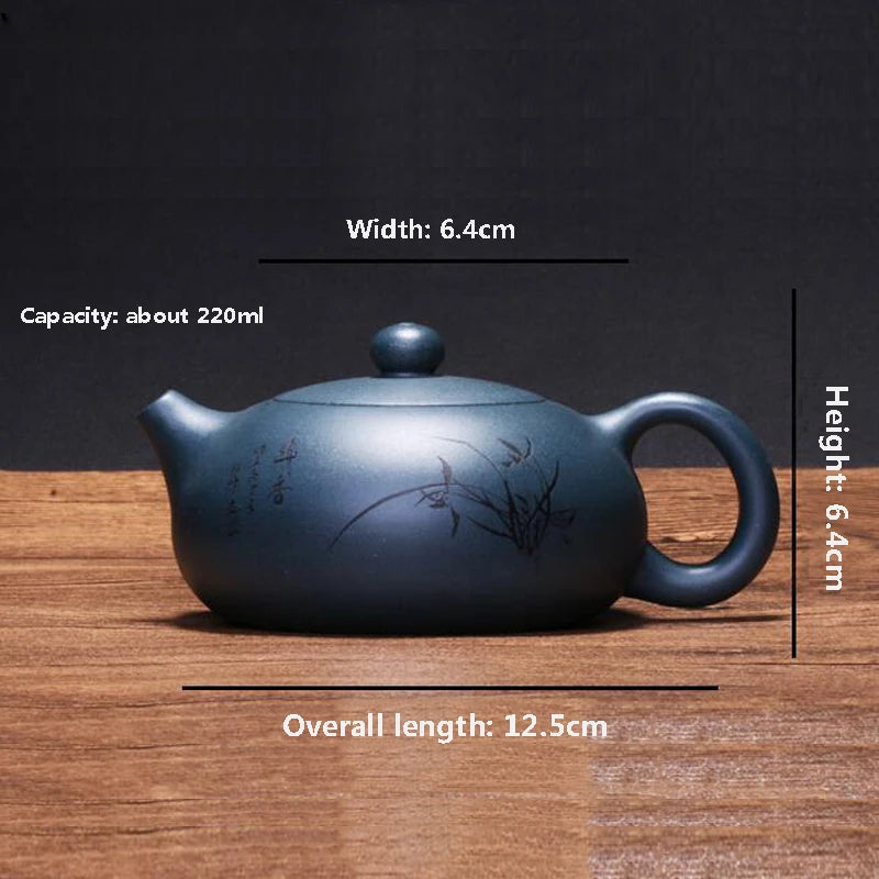 High quality Tea set tea set teapot handmade purple sand tea set Original ore flat Xi Shi190cc purple sand art tea set