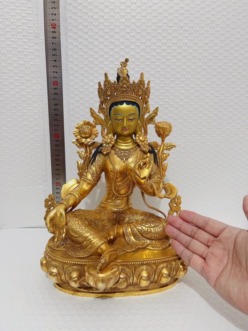 High quality  Tibet Nepal Buddhism gilding Tara Bodhisattva goddess Almighty Buddha statue COPPER Family Effective protection