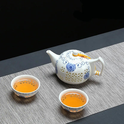 High quality blue-and-white ceramic tea set,1pot 2cup exquisite kettles tea cup porcelain chinese kung fu tea set drinkware