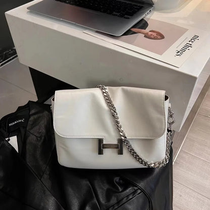 High quality cowhide chain underarm bag with trendy style light luxury casual and simple single shoulder bag crossbody bag