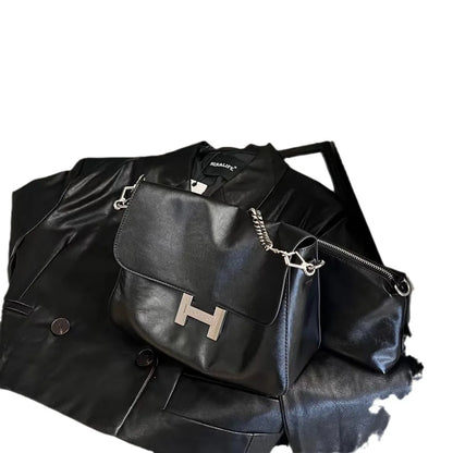 High quality cowhide chain underarm bag with trendy style light luxury casual and simple single shoulder bag crossbody bag
