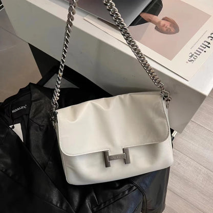 High quality cowhide chain underarm bag with trendy style light luxury casual and simple single shoulder bag crossbody bag