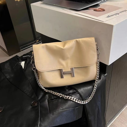 High quality cowhide chain underarm bag with trendy style light luxury casual and simple single shoulder bag crossbody bag