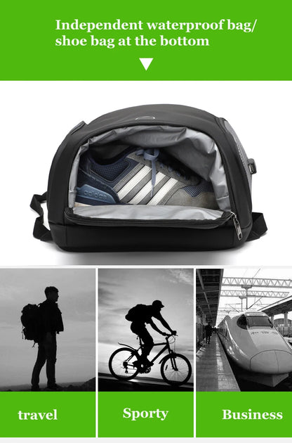 High quality men backpack woman Business outdoors backpack travel 15.6 Laptop backpack With USB Charge school Bagpack Shoe bag