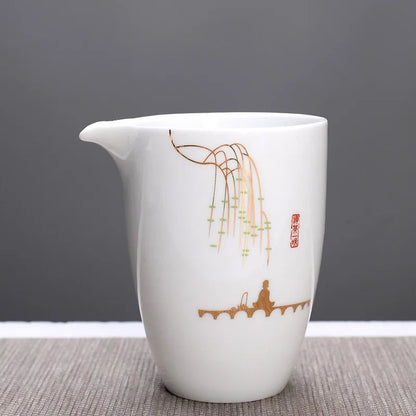 High-quality white porcelain Fair Cup teapot Hand Painted Tea Maker Kung Fu Tea cup Gongdao Mug Teaware 280ml