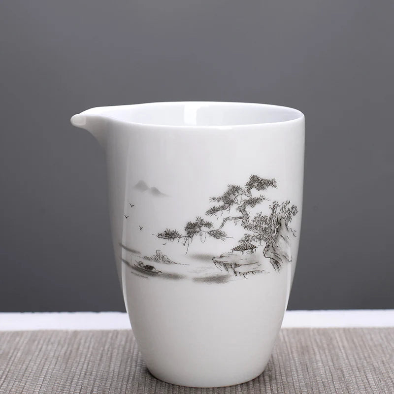 High-quality white porcelain Fair Cup teapot Hand Painted Tea Maker Kung Fu Tea cup Gongdao Mug Teaware 280ml