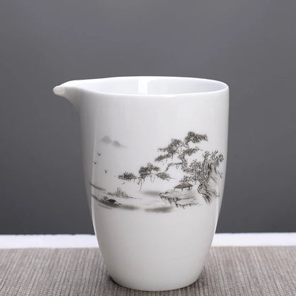 High-quality white porcelain Fair Cup teapot Hand Painted Tea Maker Kung Fu Tea cup Gongdao Mug Teaware 280ml