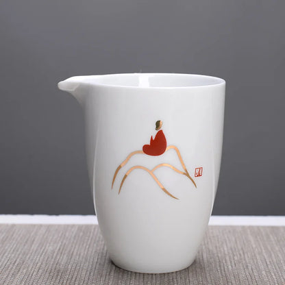 High-quality white porcelain Fair Cup teapot Hand Painted Tea Maker Kung Fu Tea cup Gongdao Mug Teaware 280ml