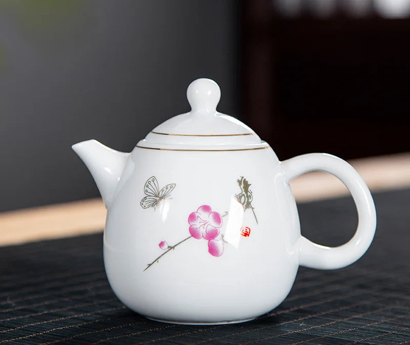 High quality white porcelain teapot Exquisite Enamel Color Teapot With Tea Strainer handmade ceramics Teaware Tea set