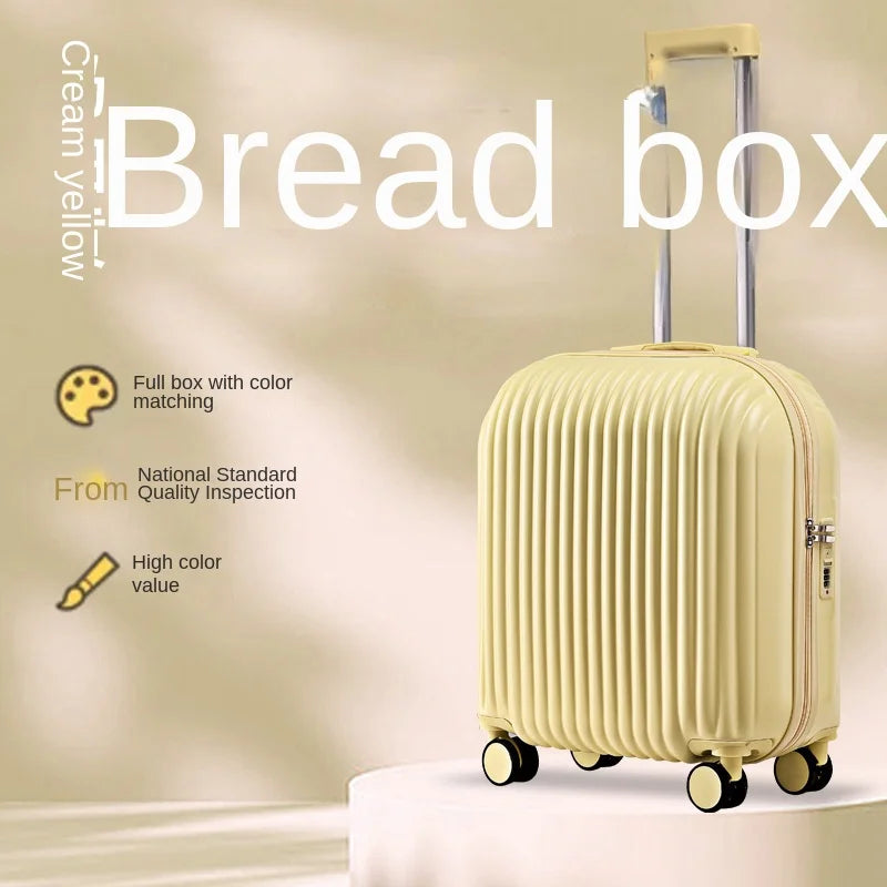 High-value bread suitcase, 18-inch ultra-light cabin suitcase, women's small lockbox, men's 20-inch trolley luggage