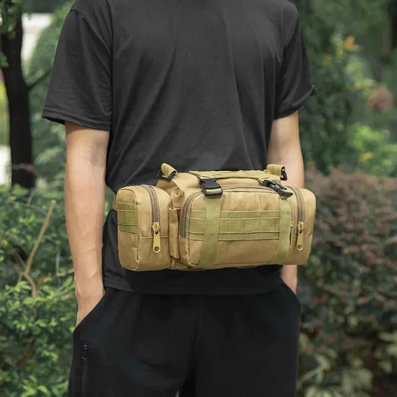 Hiking Outdoor Waist Bag 600D Waterproof Oxford Climbing Shoulder Bags Tactical Fishing Camping Pouch Bag New 2024
