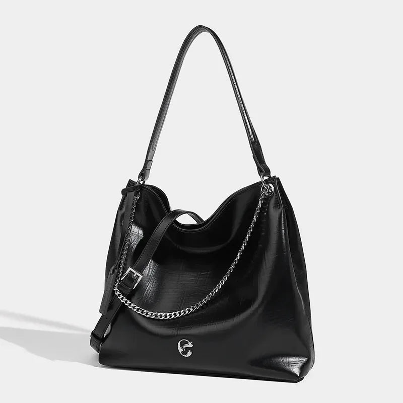 Hobo Large Capacity Tote Women's 2024 Fashion Soft Leather Shoulder Casual Commuting Crossbody Bag