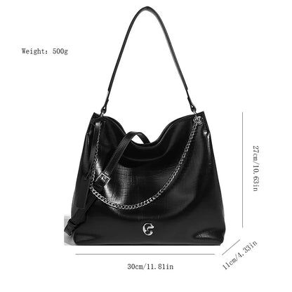 Hobo Large Capacity Tote Women's 2024 Fashion Soft Leather Shoulder Casual Commuting Crossbody Bag