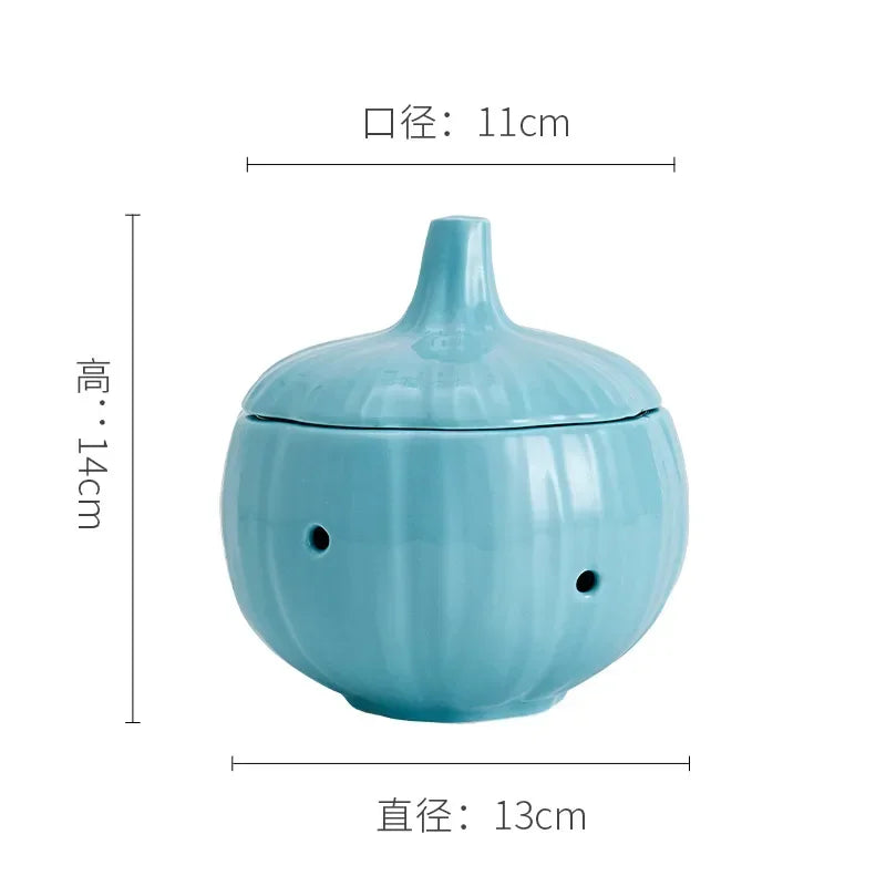 Hollow Ceramic Pot Onion Shape Storage Tank Kitchen Storage Box Mildew Prevention Ginger Garlic Pot Storage Bottle Organizer