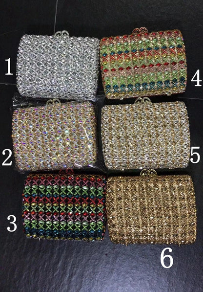 Hollow Elegant Colorful Birthday Gift Ladies Stone Purse Women Bling Crystal Diamond Party Handbag Wedding Bridal Evening Bag