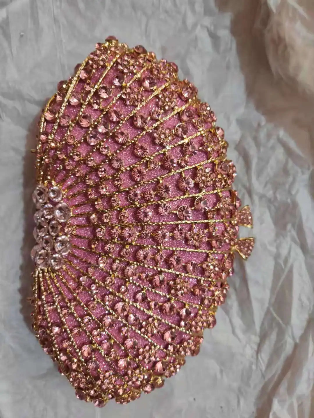 Hollow Out Champagne Pink Rhinestone Clutches Woman Diamond Evening Purse Crystal Wedding Bridal Flower Bag Party Dinner Handbag