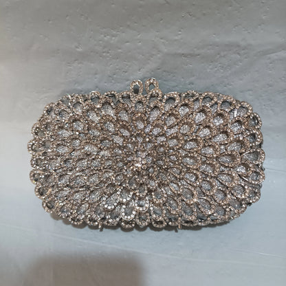Hollow Out Female Flower White Diamond Gold Handbag Woman Wedding Bride Elegant Bag Silver Crystal Floral Gala Dinner Prom Purse