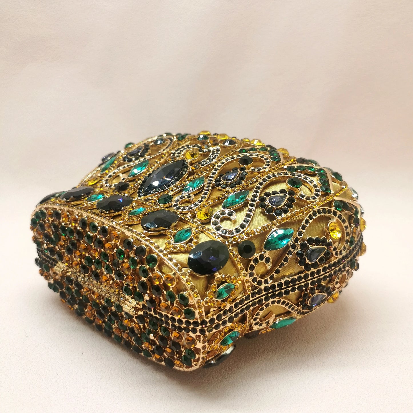 Hollow Out Gold Colorful Crown Lady Gift Purse Woman Diamond Bridal Dinner Stone Handbag Crystal Wedding Party Prom Evening Bag