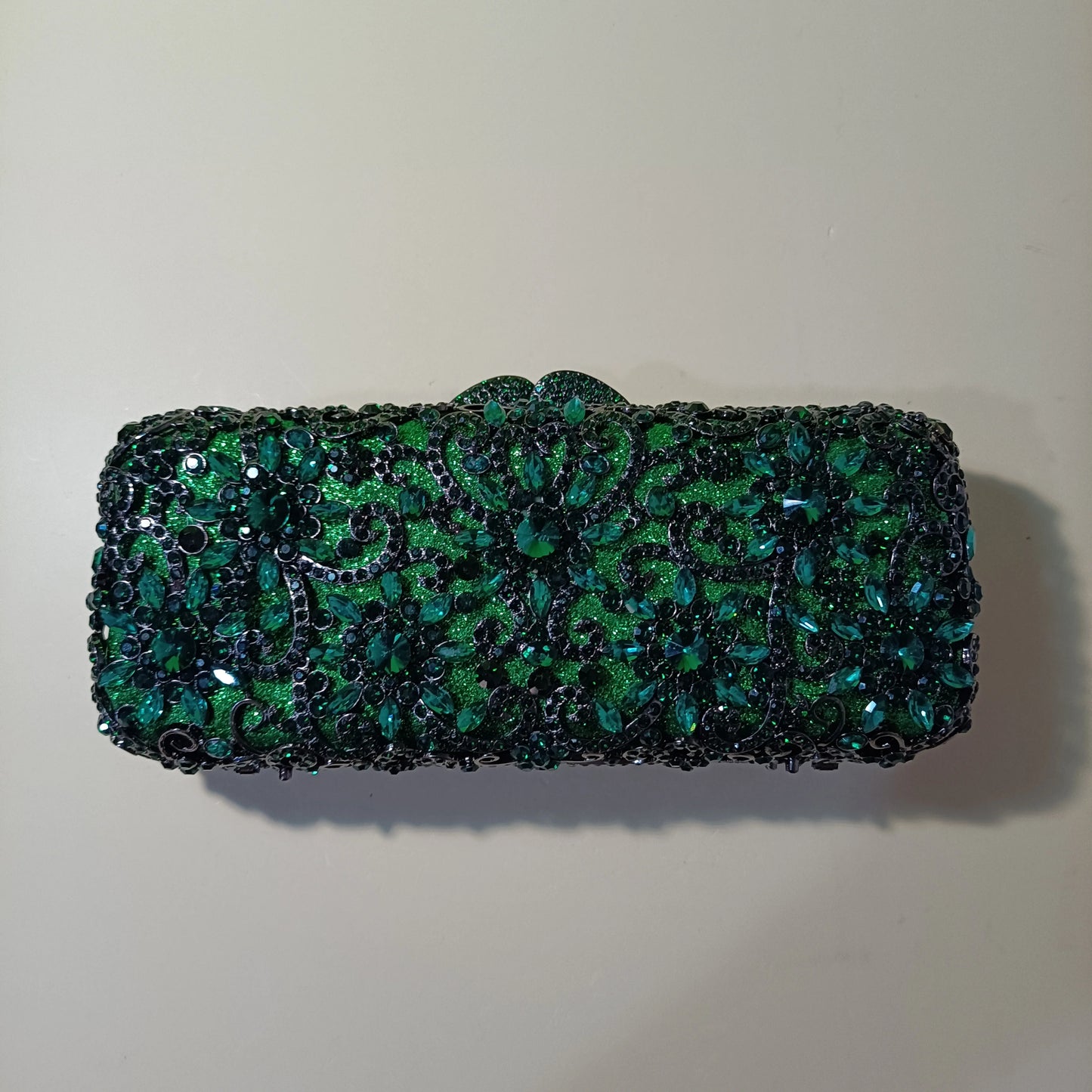 Hollow Out Green Flower Diamond Clutches Dinner Party Prom Gala Purse Woman Wedding Bridal Evening Bag Floral Crystal Handbag