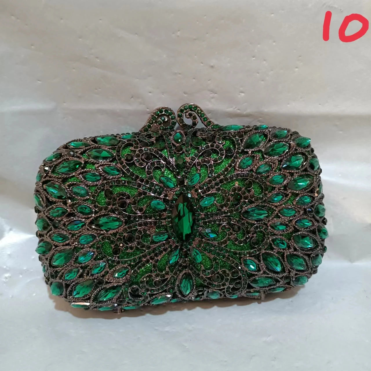 Hollow Out Green Flower Woman Diamond Evening Purse Floral Dinner Clutch Wedding Bridal Rhinestone Bag Party Crystal Handbag