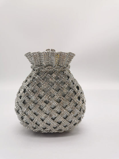 Hollow Out Women Silver Yellow Gold Color Crystal Evening Bags Clutch Handbag Wedding Dress Bridal Diamond Minaudiere Party Bag