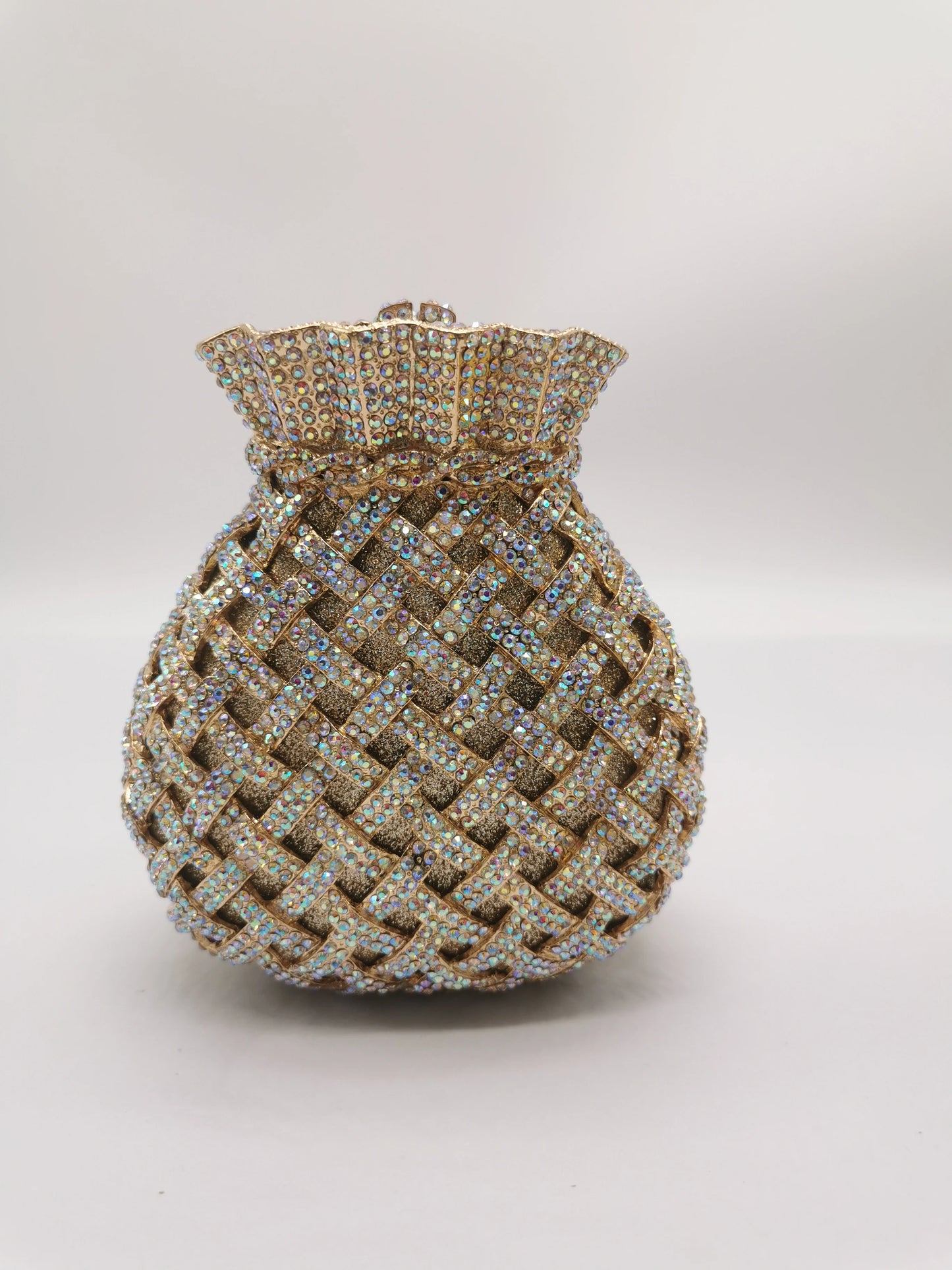 Hollow Out Women Silver Yellow Gold Color Crystal Evening Bags Clutch Handbag Wedding Dress Bridal Diamond Minaudiere Party Bag