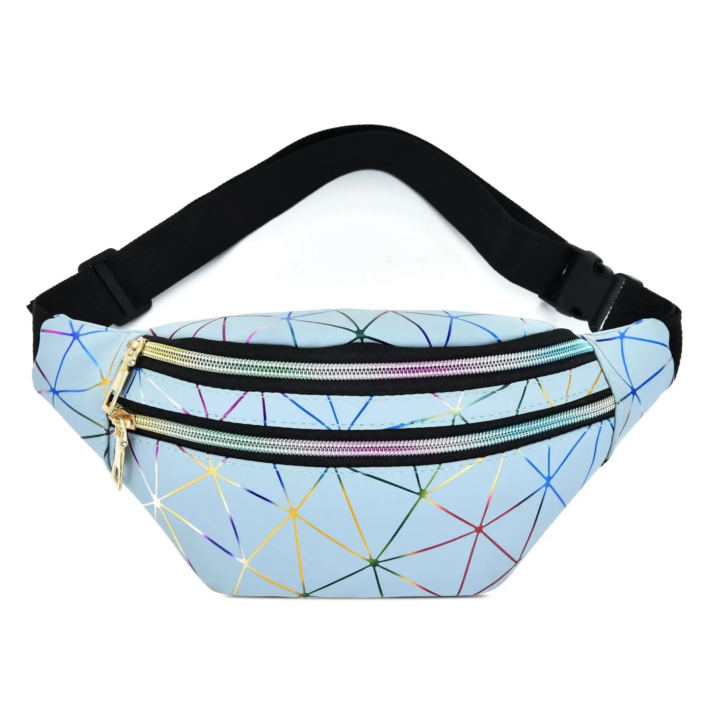 Hologram PU Waist Pack Waterproof Shiny Laser Waist Bum Bag Adjustable Belt,Fashion Rave Waist Bag with Men and Women