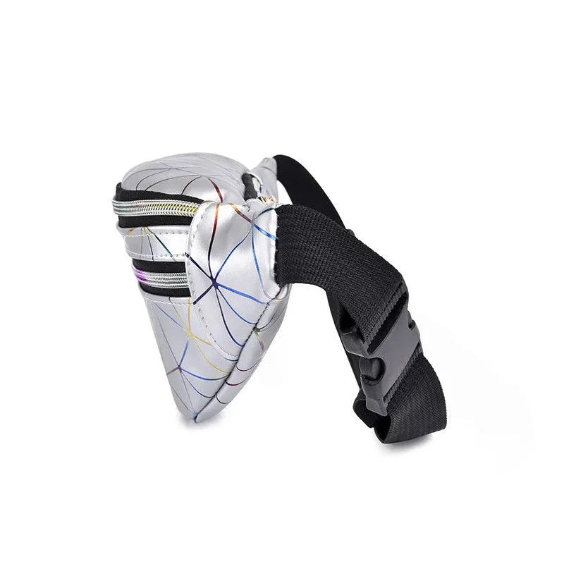 Hologram PU Waist Pack Waterproof Shiny Laser Waist Bum Bag Adjustable Belt,Fashion Rave Waist Bag with Men and Women