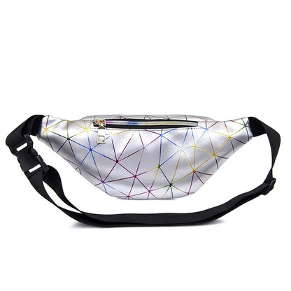 Hologram PU Waist Pack Waterproof Shiny Laser Waist Bum Bag Adjustable Belt,Fashion Rave Waist Bag with Men and Women