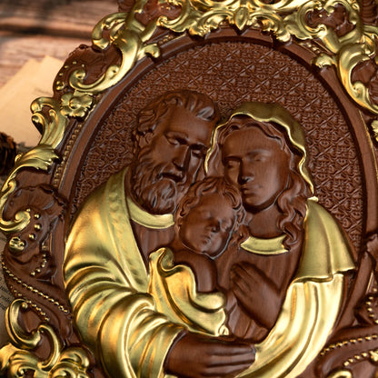 Holy Family Nativity Wood Carved Catholic Saints Babies Jesus Mary and Joseph Chapel Family Wall Decor Holy Family Image