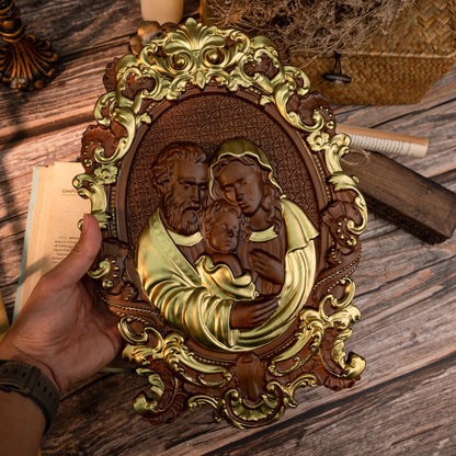 Holy Family Nativity Wood Carved Catholic Saints Babies Jesus Mary and Joseph Chapel Family Wall Decor Holy Family Image