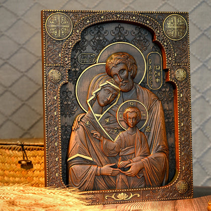 Holy Family Nativity Wood Carving Religious Byzantine Icons Sagrada Familia Jesus Wall Plaque Christian Christmas Decoration