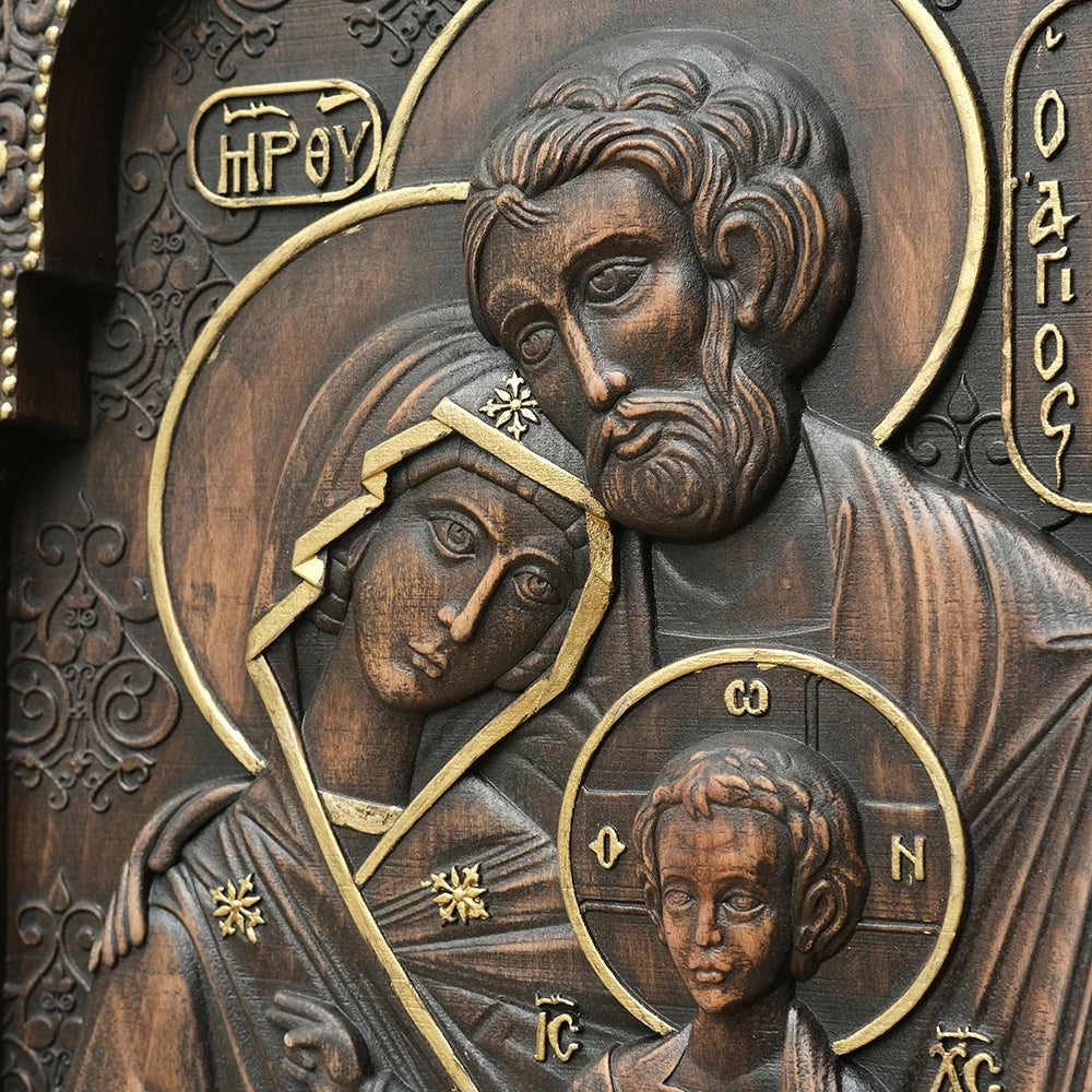 Holy Family Nativity Wood Carving Religious Byzantine Icons Sagrada Familia Jesus Wall Plaque Christian Christmas Decoration