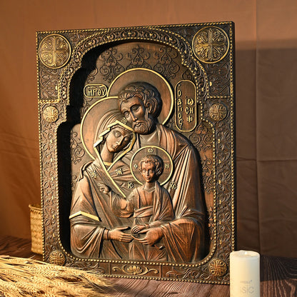 Holy Family Nativity Wood Carving Religious Byzantine Icons Sagrada Familia Jesus Wall Plaque Christian Christmas Decoration