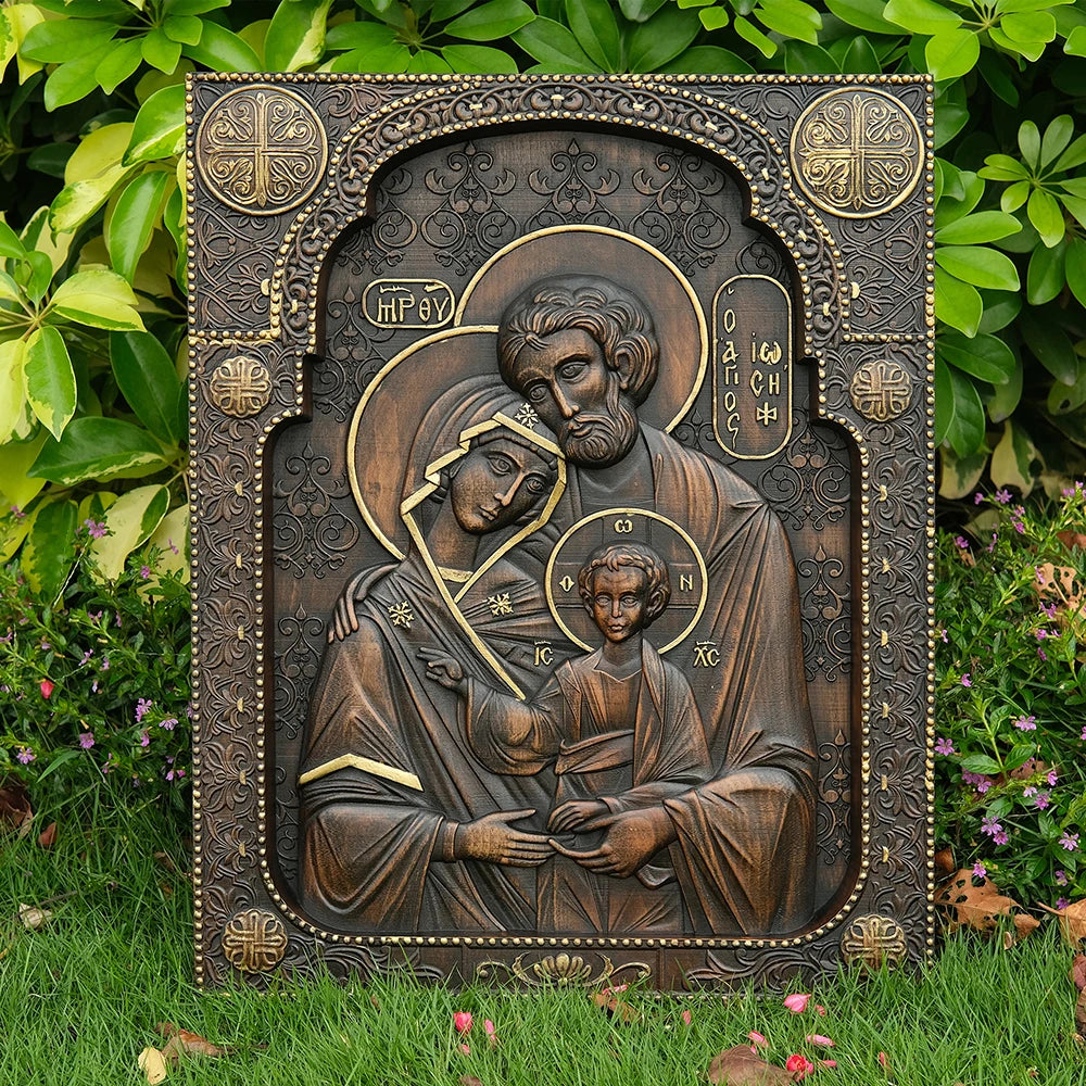 Holy Family Nativity Wood Carving Religious Byzantine Icons Sagrada Familia Jesus Wall Plaque Christian Christmas Decoration