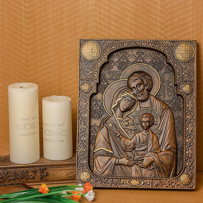 Holy Family Nativity Wood Carving Religious Byzantine Icons Sagrada Familia Jesus Wall Plaque Christian Christmas Decoration