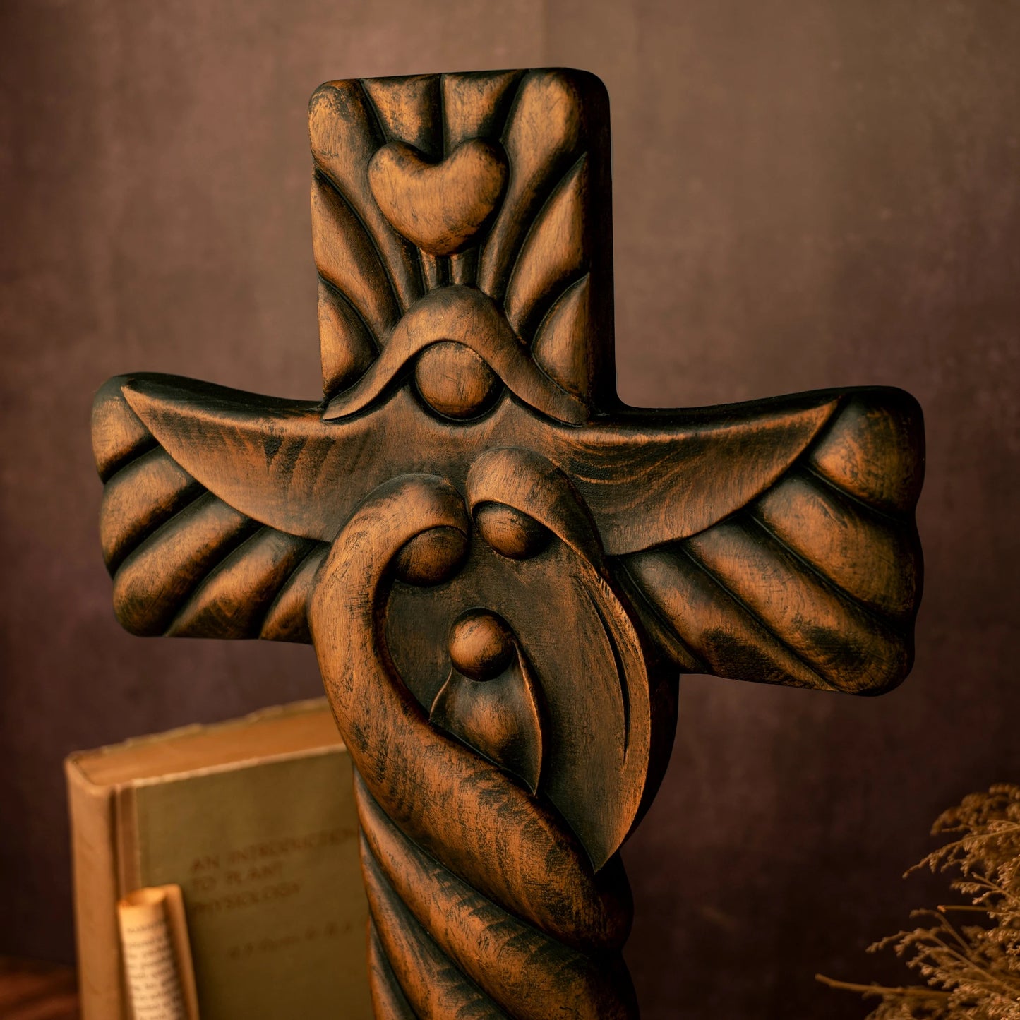 Holy Family Wall Cross, Wooden Cross, Wall Decor Religious Art Home Room Decor Christmas Gift -10 Inch