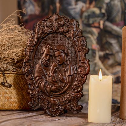 Holy Family Wooden Icons Catholic Religious Items Home Wall Decor Nativity Wood Carved Byzantine Icons Creative Religious Gifts