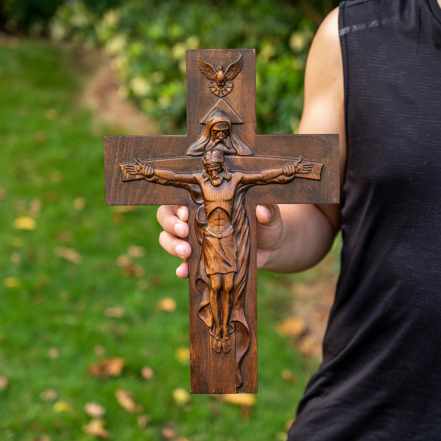 Holy Trinity Cross Christian Wall Cross Jesus Christ Holy Family Decoration Holy Spirit Catholic Saints Figure