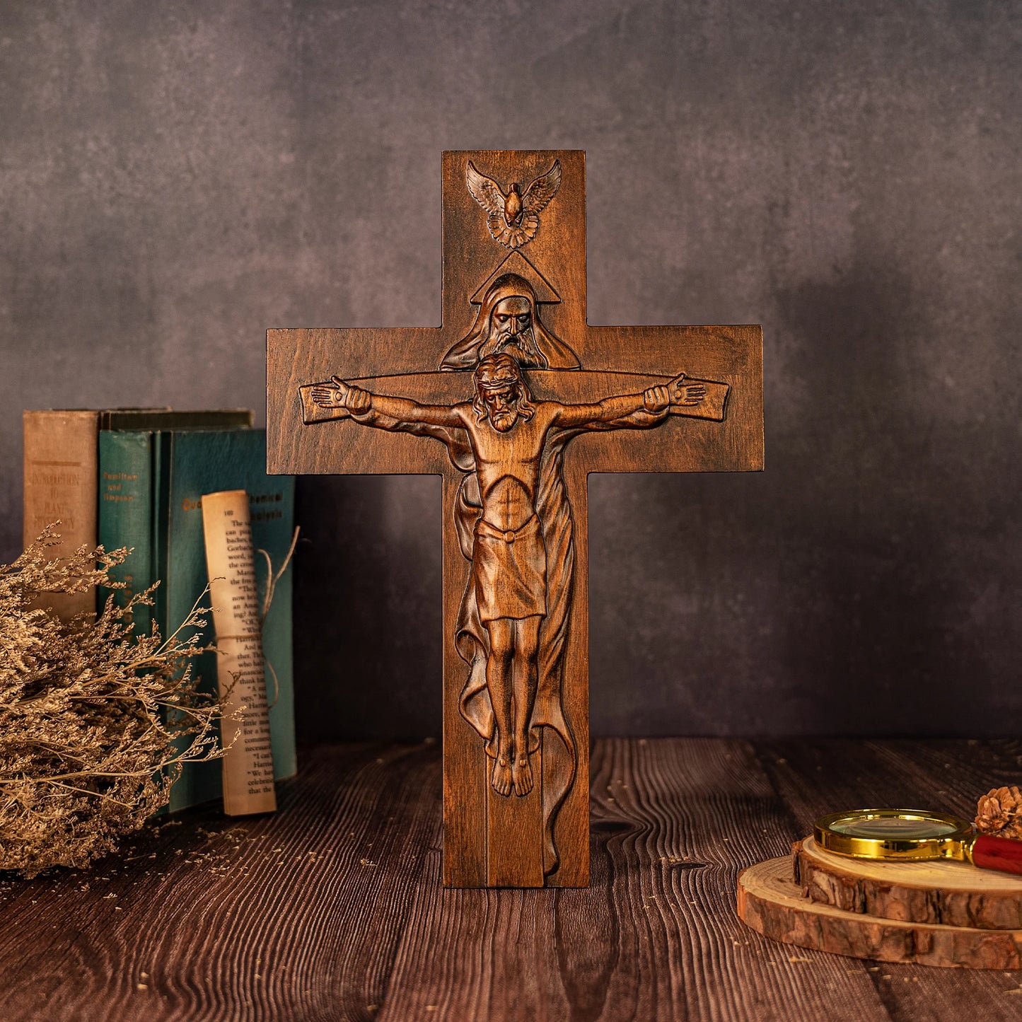 Holy Trinity Cross Christian Wall Cross Jesus Christ Holy Family Decoration Holy Spirit Catholic Saints Figure