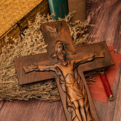 Holy Trinity Cross Christian Wall Cross Jesus Christ Holy Family Decoration Holy Spirit Catholic Saints Figure