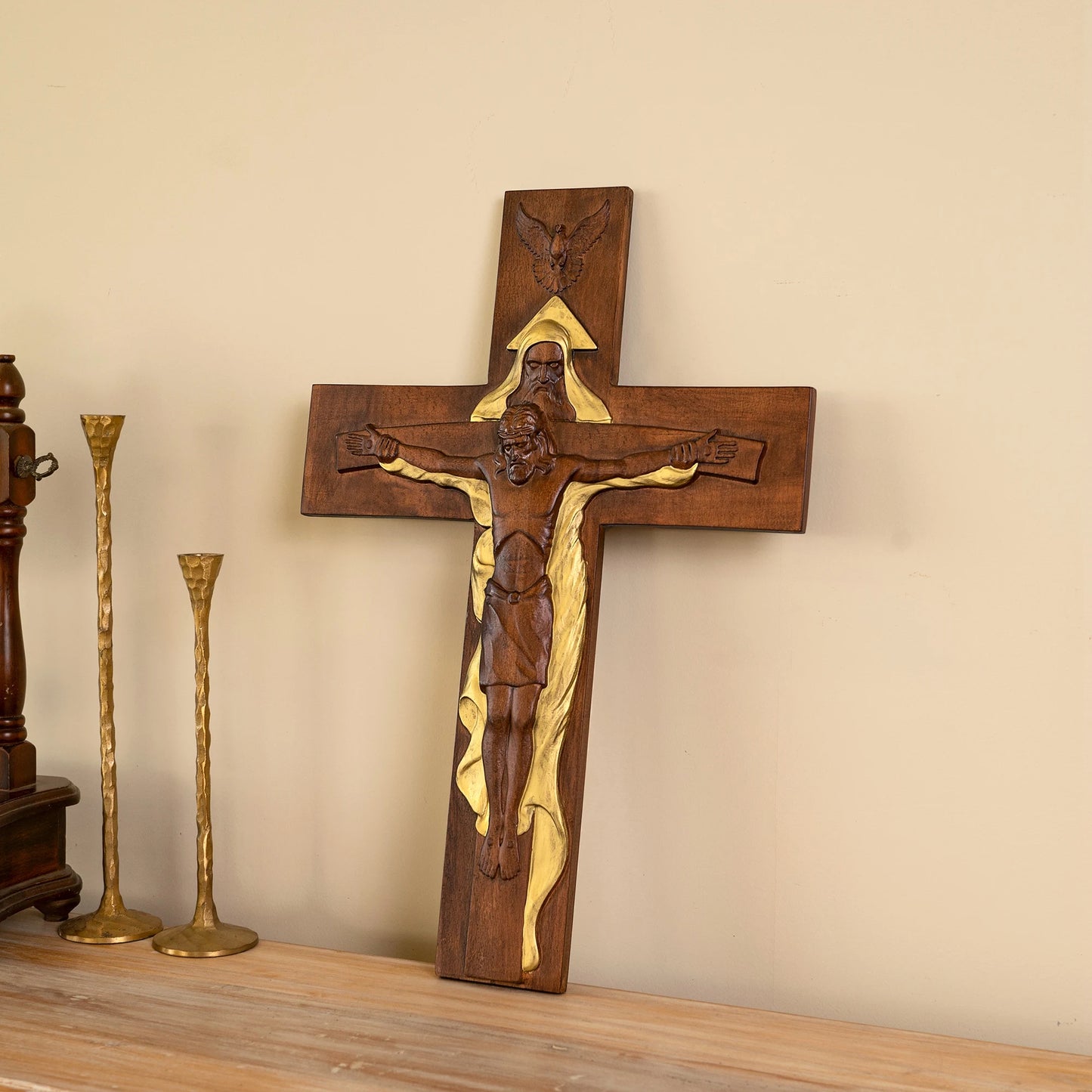 Holy Trinity Cross Christian Wall Cross Jesus Christ Holy Family Decoration Holy Spirit Catholic Saints Figure