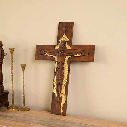 Holy Trinity Cross Christian Wall Cross Jesus Christ Holy Family Decoration Holy Spirit Catholic Saints Figure