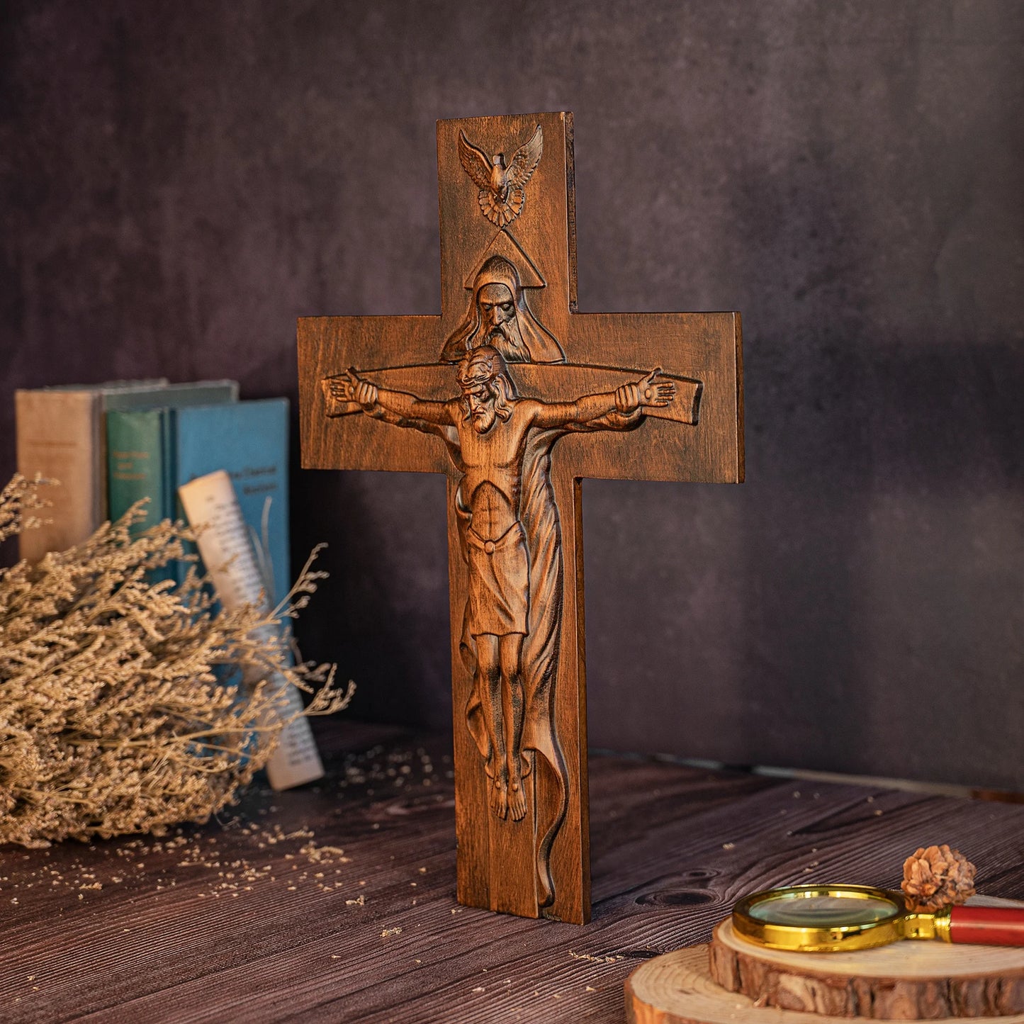 Holy Trinity Cross Christian Wall Cross Jesus Christ Holy Family Decoration Holy Spirit Catholic Saints Figure